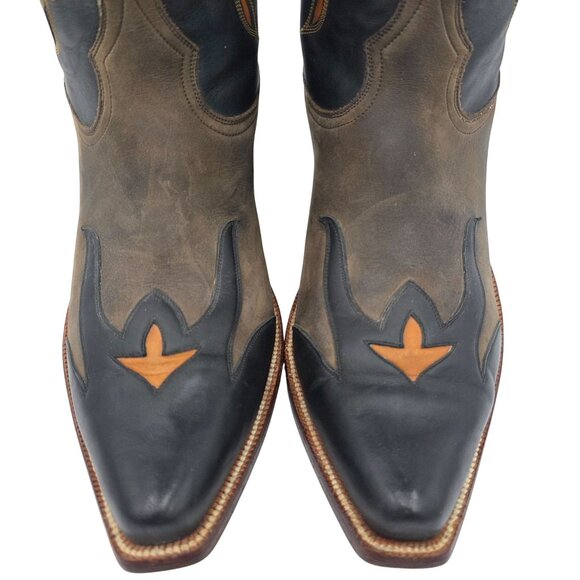 Heritage Boots Taupe Gray Orange Suede Leather Cowboy Western Boots Mens 10 CBC - Picture 7 of 16